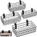 INCLY 4 Pack Black Slatwall Baskets Set, Ventilated Metal Hanging Storage Slat Wall Basket, Mounted Slatwall Accessories for Garage Rooms Shops Storage Organizing Display on Slatwall Panels