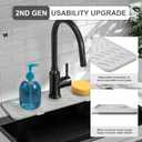 Meiliweser Silicone Faucet Mat for Kitchen Sink Gen 2 Splash Guard with Upgraded Outlet & Slope 18 x 5.1 Water Catcher & Sink Sponge Holder for Kitchen and Bathroom (Beige)