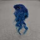 Long Blue Wavy Wig With Bangs for Women 26 Inch Curly Wavy Wig With Bangs Natural Looking Synthetic Heat Resistant Fiber Wig for Daily Party Use