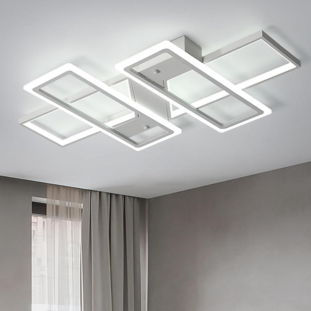 Jaycomey - Lmpara de techo montada al ras, modernas lmparas LED de techo con 3 cuadrados. Luces de techo de acrlico para cocina, comedor o sala de estudio