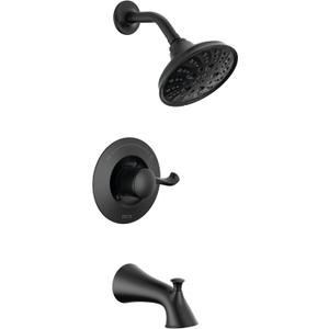 Delta 144897 Esato Monitor 14 Series Single Function Pressure Balanced Tub and Shower with 5 Setting Shower Head and Included Rough-In Valve - Matte Black
