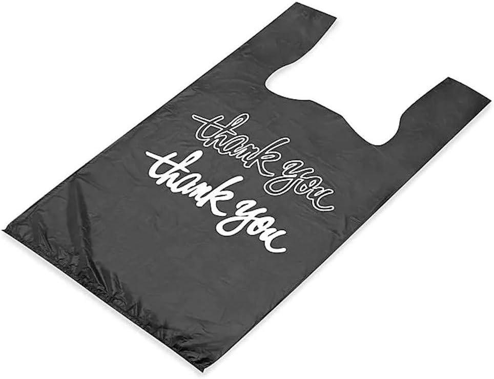 100 Pack - Printed Grocery Bags - 'Thank you script -T Shirt bags 12"x7"x22" fits standard bag holder