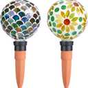 Plant Watering Globes Mosaic Self Watering Spikes 2 Pack for Indoor Outdoor Plants Automatic Plant Waterer Plant Watering Devices for Vacations Pot