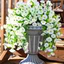 Ivydale 2 PCS Artificial Hanging Flowers Fake Plants for Winter Christmas Outdoor,Faux Silk White Morning Glory with Eucalyptus UV Resistant Realistic Hanging Petunias Vines for Home Garden Decor
