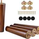 Wood Sofa Legs 8 Inch Set of 4 Cabinet Chair Mid Century Modern Replacement Furniture Feet Set of 4 Screw in Predrilled M8 Bolt
