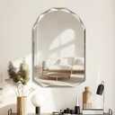Suidia Bathroom Mirror, 20"x 30" Wall Mirror, Frameless Bathroom Mirror with Beveled Edge for Bedroom, Living Room, Entryway, Hallway, Arched Shape