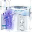 Water Dental Flosser for Teeth Cleaning with 1000ML Large Capacity and UV Storage, 10 Adjustable Pressure Electric Oral Irrigator with 7 Jet Tips for Home Use, Gums, Braces (White)