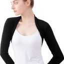 Daydance Modal Cotton Teens Women Bolero Shrug for Dance, Leotards, Dress (X-Small, Black)