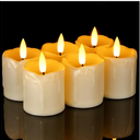 Homemory 2" x 2" Timer Flickering Flameless Candles, Realistic Battery Operated Votive Candles, 6Pack 3D Wick Electric Fake Candles for Christmas, Wedding, Home Decorations (Ivory Base)