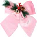 allgala Christmas Decorative Velvet Bows for Wreath Garland Christmas Tree-2 Pack-10 (20x25cm)-Pink-XBW92209