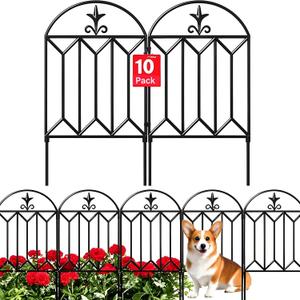 AMAGABELI GARDEN & HOME 10 Panels 24in(H)10ft(L) Decorative Garden Fence and Borders for Dog No Dig Metal Fence Panel Garden Edging Border Fence for Animal Barrier Fencing for Flower Bed Yard Patio