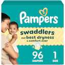 Pampers Swaddlers Diapers, Size 1 (8-14 lbs), 96 Count, Hypoallergenic, Absorbent, Keeps Baby Dry and Comfortable, Skin Safe Disposable Newborn Baby Diaper