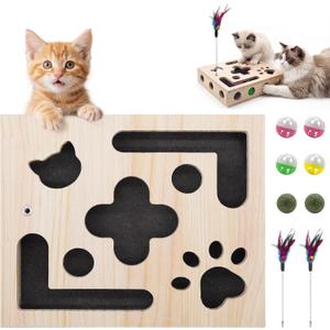 Cat Toys for Indoor Cats - Cat Nail File Box with Interactive Cat Toys, 2026 Upgraded Cat Puzzle Feeder Scratch Puzzle Toy for Indoor Cats, Natural Claw Care