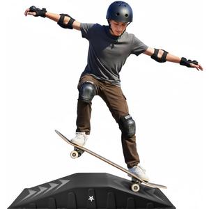 Yes4All Single-Piece Skateboard Ramp, Bike Ramp, Skate Ramp - Design for Beginners, More Durable, Safe, Capacity 220Lbs (Black)