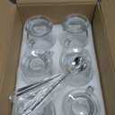 6 Pack Glass Coffee Mugs with 6 Spoons, 15 OZ Clear Drinking Glasses with Handle, Large Espresso Cup, Hot Cold Beverage Glassware Set for Water, Tea, Cappuccino, Latte, Juice, Cocoa, Milk