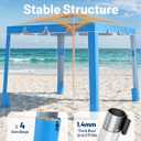 Rhino Valley Beach Cabana, 120 Sq. Ft Beach Canopy UPF50+ Protection, Easy Setup & Adjustable Height Beach Tent Sun Shelter with Cup Holder, Portable for 4-8 People, Blue