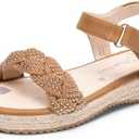 DREAM PAIRS Girls Espadrille Flatform Platform Wedge Open Toe Summer Sandals for Little Kid, Big Kid, Casual, Vacation or Formal Use 36