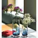 CONVIVA Blue Glass Vases for Flowers Set of 2, Modern Blown Glass Cylinder Centerpieces,Heavy Thick Ombre Home Decor for Coastal Dining Table, Tall and Small 10" & 7"