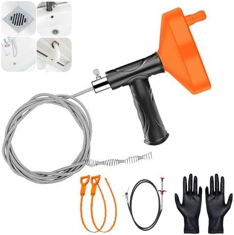 33 Feet Drain Snake Auger, Plumbing Snake Drain Hair Clog Removal Tool, Heavy Duty Toilet Snake Auger, Sink Unclogger Drain Cleaner Tool for Bathroom Kitchen Tub (Gloves Not Included)