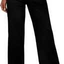 PRETTYGARDEN Wide Leg Jeans for Women Trendy High Waisted Stretchy Baggy Raw Hem Denim Palazzo Pants 2026 Spring Fall Clothes (Solid Black, 6)