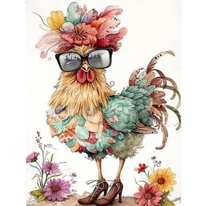 Lzyueyuan Chicken Stamped Cross Stitch Kits for Adults Beginner, Animal Cross Stitch Ornament Kits Counted Embroidery Needlepoint Kits Home Decor 11.8X15.7inch