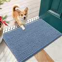 OLANLY Dog Door Mat for Muddy Paws 24x16, Ultra Absorbent Chenille Mud Doormat, Non-Slip Washable and Dirt Trapping Doormat for Indoor Entryway, Quick-Dry Indoor Pet Bed Mats for Dogs, Airy Blue
