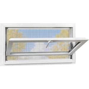 Vinyl Basement Hopper Window, Bathroom Window 32" x 14" White