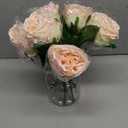 6Pcs Fake Austin Rose Peonies Flowers with Vase, Clear Glass Vase with Pink Real Touch Peonies Artificial Flowers Home Decor(Pink)