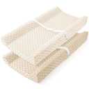 Susurration Changing Pad Covers 2Pack Minky Dots Plush Diaper Change Table Covers 33x17x7in Ultra Soft Changing Pad Sheets for Unisex Baby Girls Boys (Brown&Cream)