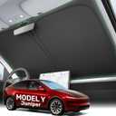 2025 Upgraded Zanch Car Front Windshield Sun Shade- Ultimate UV Protection & Heat Reduction|OEM Design|Innovative No Light Leakage Technology|Fit for Tesla Model Y Juniper