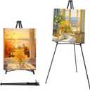 MXG Professional Aluminum Foldable Display Easel for Painting, Signs, Poster, 33-64" Height Adjustable Table Top & Floor Metal Tripod for Canvas, Art, Exhibits, Office, Outdoor - Black