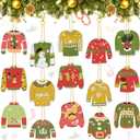 Remuuly 15 Pcs Christmas Ugly Sweater Diamond Painting Keychain 5d Double Sided Full Diamond Key Rings Painting Kits for Winter Christmas Hanging Ornaments for Crafts DIY Home Decor