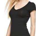 Ambiance Classic V-Neck Short Sleeve Tee Black Large