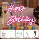 40"/23" Happy Birthday Neon Sign Large - Pink Happy Birthday Sign 12V - Happy Birthday Light Up Sign with Dimmable Switch - 2PCS Happy Birthday LED Sign for Backdrop, Party, Celebration, Decoration, 40"x16" or 23"x17"