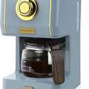 Amaste Coffee Maker, 5 Cup Coffee Pot with Three Brewing Modes, Retro Coffee Maker with Glass Carafe & Reusable Coffee Filter, Drip Coffee Maker Ideal for Home or Office, Warming Plate, Ash Blue