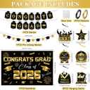 Graduation Decorations 2026 Black and Gold Party Decor Includes Congrats Grad Banner, Class of 2026 Backdrop, Paper Fan Honeycomb Centerpieces Balloons Complete Party Supplies for College High School
