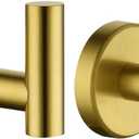 JQK Bathroom Towel Hook Brushed Gold, Brass Coat Robe Clothes Hook for Bathroom Kitchen Garage Wall Mounted (Pack of 2), SUS 304 Stainless Steel 0.8mm, TH100-BG-P2