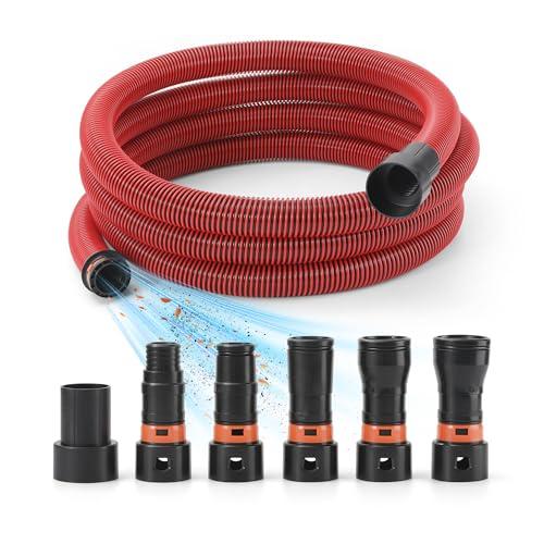Klabb 10 Feet Dust Collection Hose Kit for Home and Shop Vacuums System with 6 Adapters of Woodworking Power Tool and Sander, Compatible with Multi-Brands Power Tool Adapter Set for Dust Collection