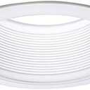 HALO E26 Series 6 in. White Recessed Ceiling Light Fixture Trim with Tapered Baffle and White Ring Overlay