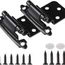 60 Pack Matte Black Cabinet Hinges - 3/8 Inch Inset, Semi-Concealed, Overlay, Soft Close, Flush Face Frame Mount