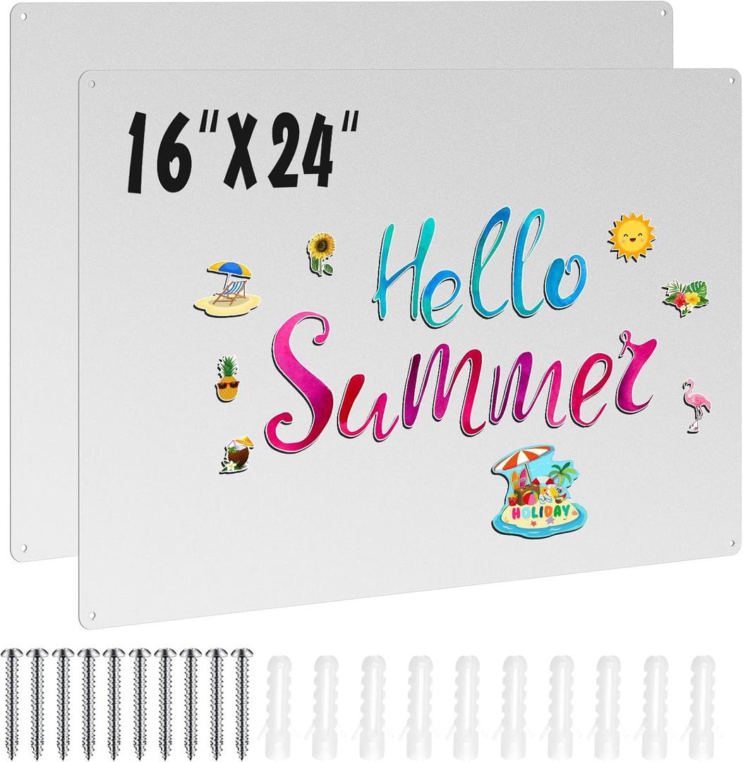 Ireer 2 Pcs 16 x24" Magnetic Board-memo Board for Home, Office, Kitchen and Classroom-Magnet Bulletin Board Display Magnetic Letters Numbers Animal, Calendar, Notes, Photos, Suitable for Wall (Gray)