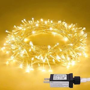100 LED String Lights Indoor Bedroom, 8 Modes Warm White Christmas Lights Plug in, 33ft Connectable Room Fairy Twinkle Light Outdoor for Mirror Room Home Garden Xmas Tree