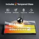 Switch 2 Accessory Bundle, 9-in-1 Protection Kit: Travel Carrying Case, Dockable Hard Shell, Silicone Grip Cover, 2 Tempered Glass Screen Protectors, 4 Thumb Grips for Switch 2 All-in-One Complete Set