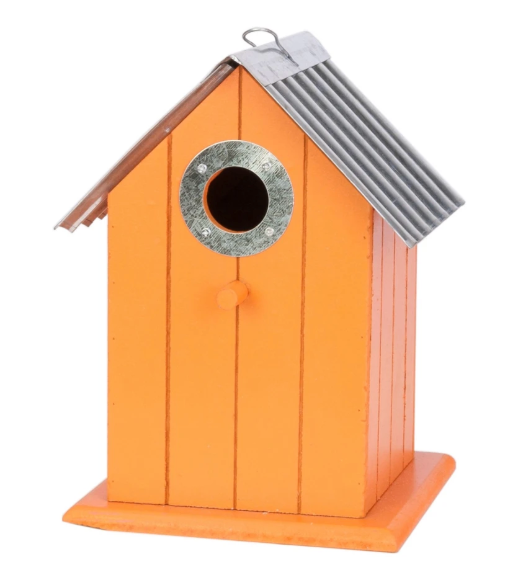 Corrugated Metal Colorful Wren/Chickadee Birdhouse
(Orange+Red)