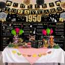 75th Birthday Decorations for Women Men, 18PCS Black Gold Back in 1950 Banner Decorations, Bday Backdrop, 75 Year Old Banner for Grandma Grandpa, Birthday Card, 6 Paper Poms 9 Honeycomb Balls