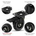 Apllamo 3" Casters Set of 4 4 Heavy Duty Quiet Casters, Max Load 2000LBS. Suitable to do Soft Wheels for cart, Glide Quietly and Protect The Floor, casters Set of 4 Heavy Duty.