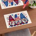 4th of July Placemats Set of 8 Gnome Patriotic America Memorial Day Independence Day Dining Table Decoratios Table Mats Cloth Placemats 12X18 Inch