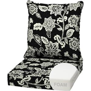 Arden Outdoor Deep Seat Cushion Set, Foam, 22x24, Black Jacobean | Sofa, Couch, Conversation Set, Premium High-Density Foam, Never Flattens, Mold and Mildew Resistant, 1 Pack