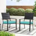 Basic Beyond Outdoor Chair Cushions for Patio Furniture, Waterproof Outdoor Seat Cushions Set of 4 19 x 19, Patio Chair Cushions Set of 4 with Ties and Handle, Teal