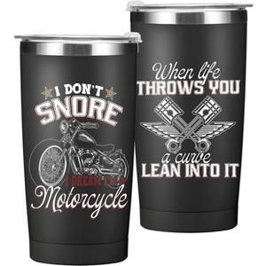 Motorcyclist Tumbler, 20oz Stainless Steel Insulated Coffee Tumbler with Lid, Motorcycle Gifts for Men Tumblers, Biker Rider Gift for Boyfriend Uncle Motorbike Lover, Him Men Christmas Birthday